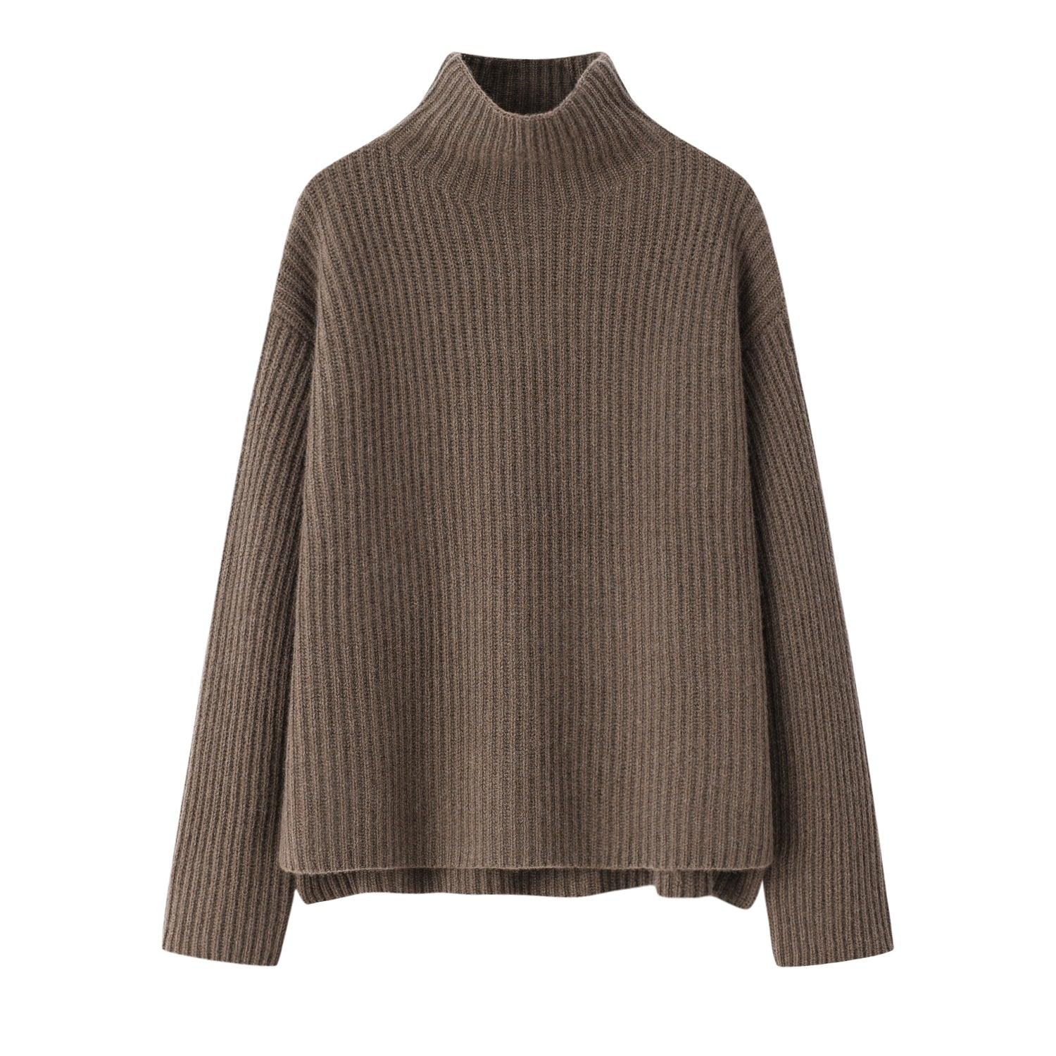 Fall and winter heavy style of 100 percent cashmere knitted mixed blue turtleneck sweater for lady's - Lamycashmere