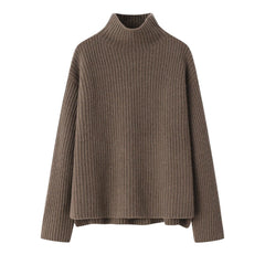 Fall and winter heavy style of 100 percent cashmere knitted mixed blue turtleneck sweater for lady's - Lamycashmere