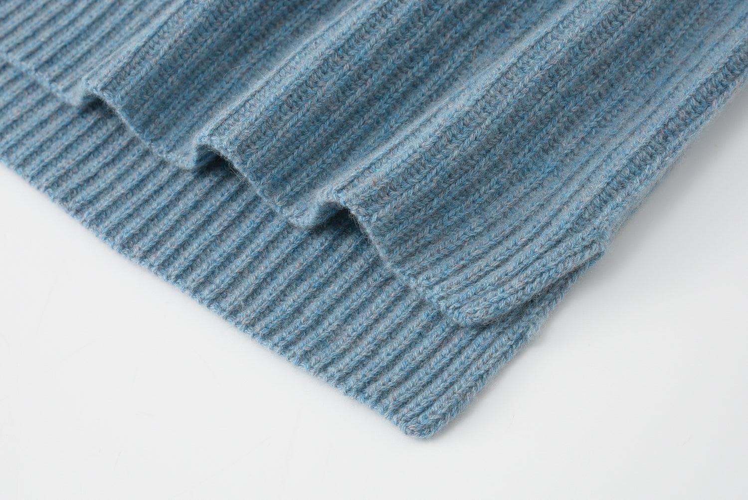 Fall and winter heavy style of 100 percent cashmere knitted mixed blue turtleneck sweater for lady's - Lamycashmere