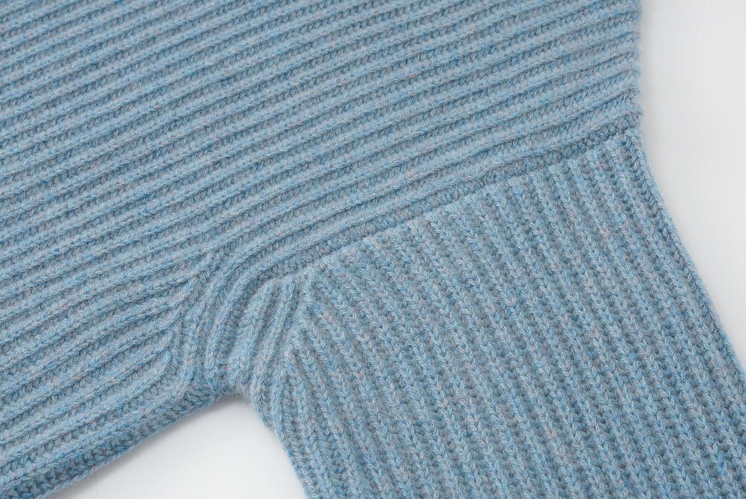 Fall and winter heavy style of 100 percent cashmere knitted mixed blue turtleneck sweater for lady's - Lamycashmere