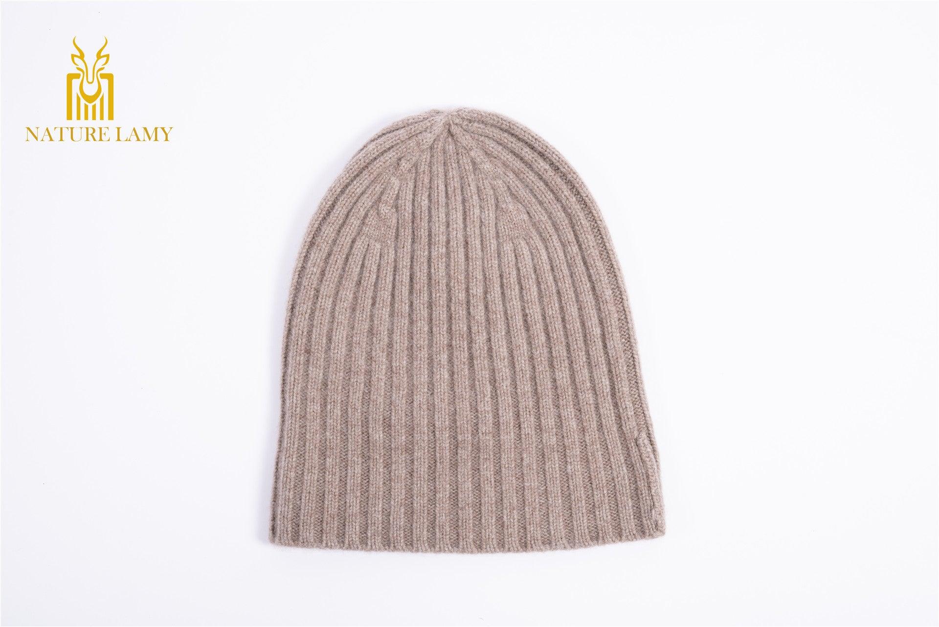 Fashion and warmly pure cashmere strip knitted hat for outside - Lamycashmere