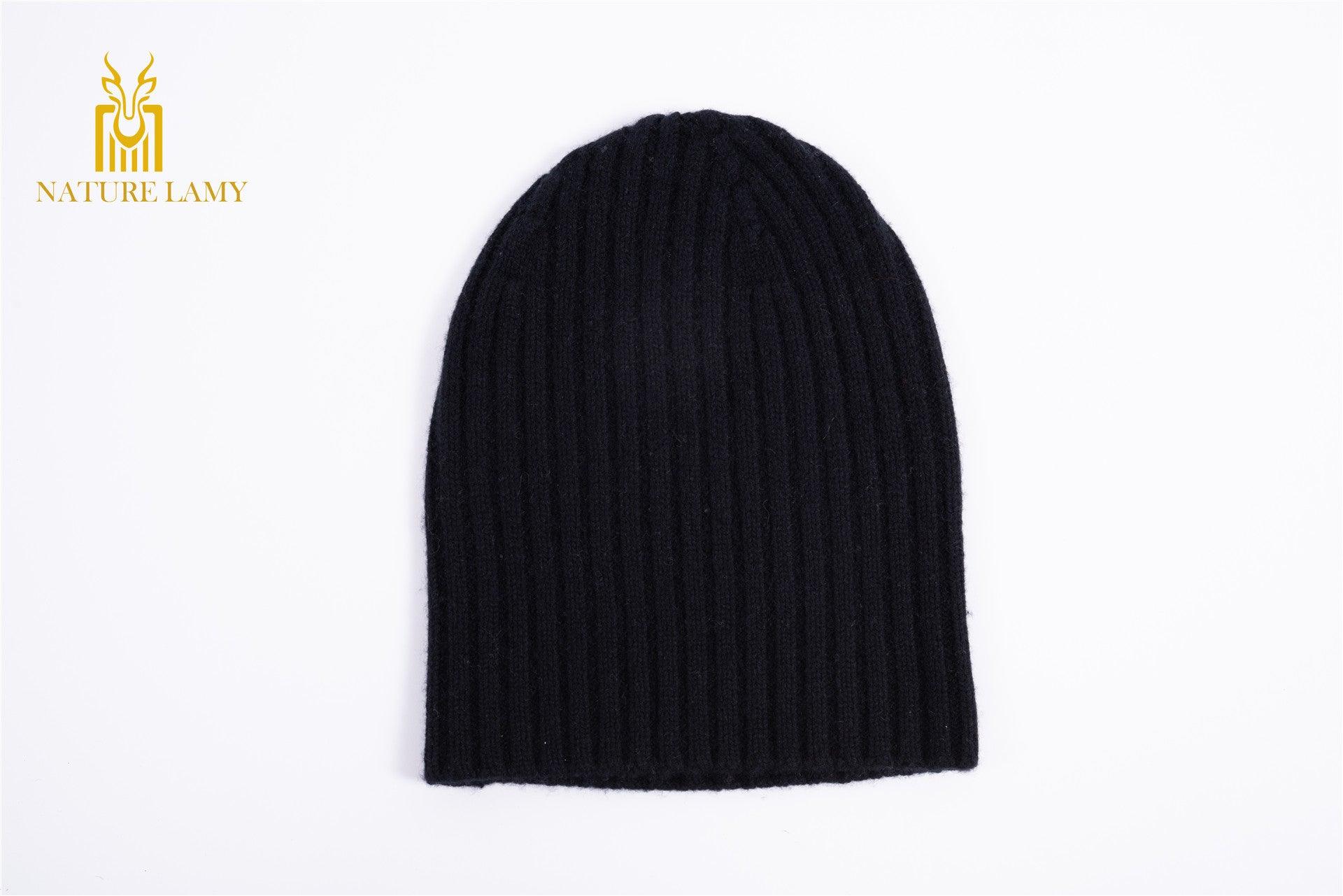 Fashion and warmly pure cashmere strip knitted hat for outside - Lamycashmere