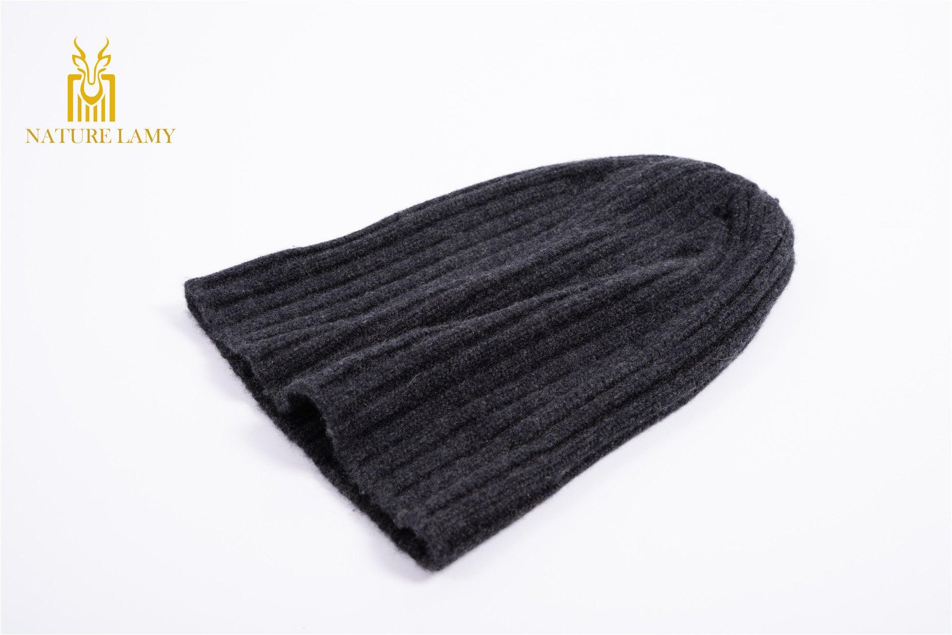 Fashion and warmly pure cashmere strip knitted hat for outside - Lamycashmere