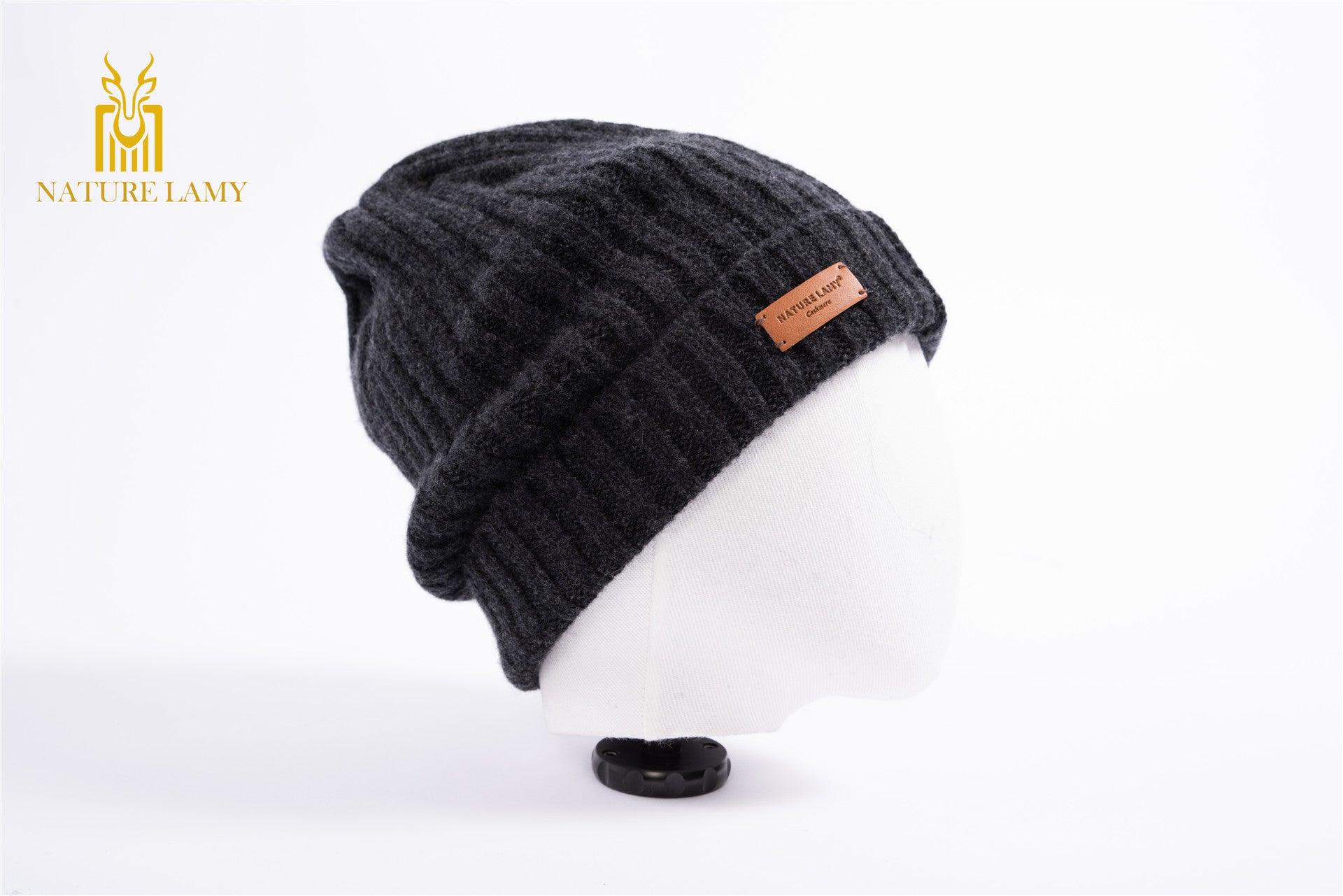 Fashion and warmly pure cashmere strip knitted hat for outside - Lamycashmere