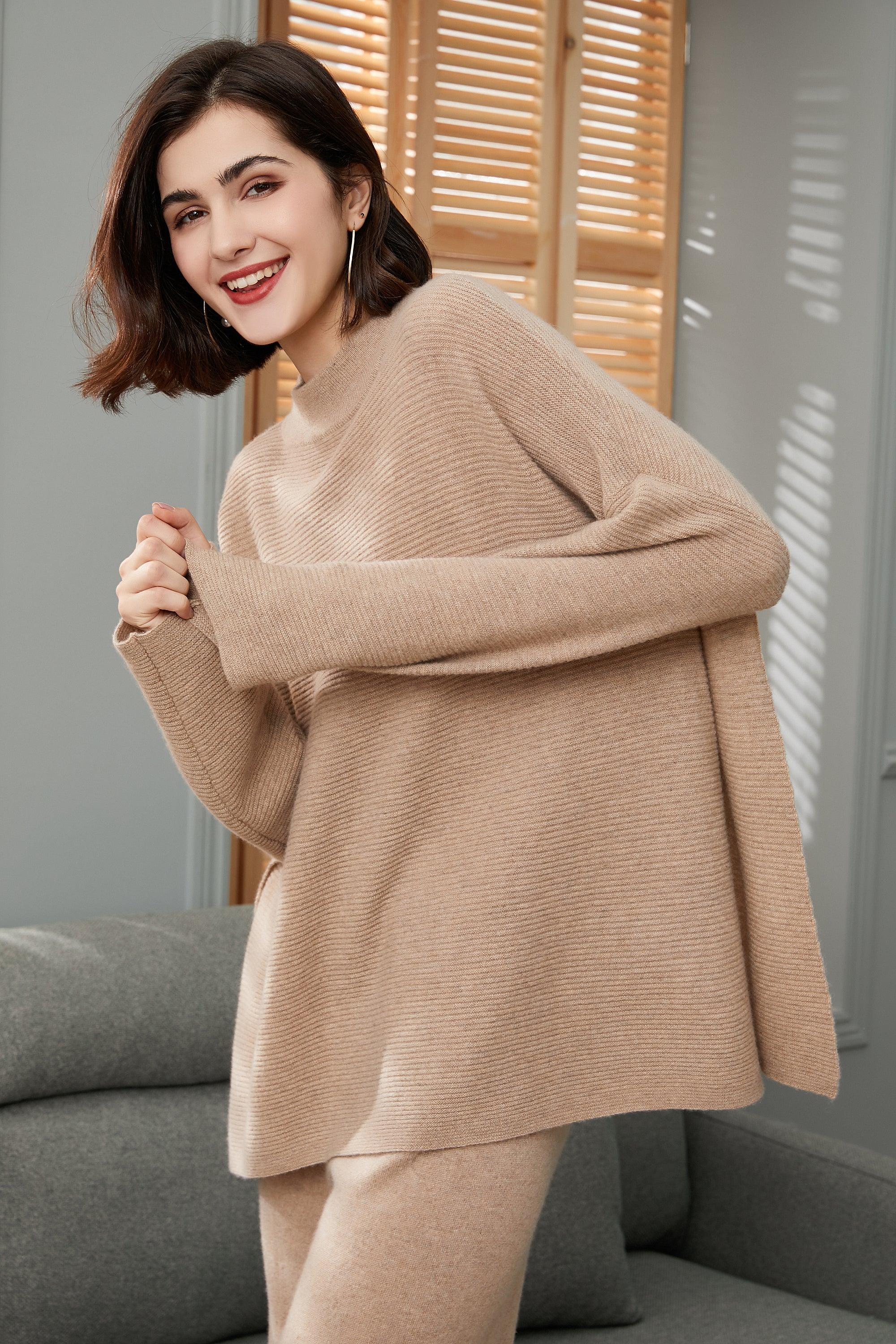 Fashional and comfortable 100 percent cashmere knitted oversize pullover for womens - Lamycashmere