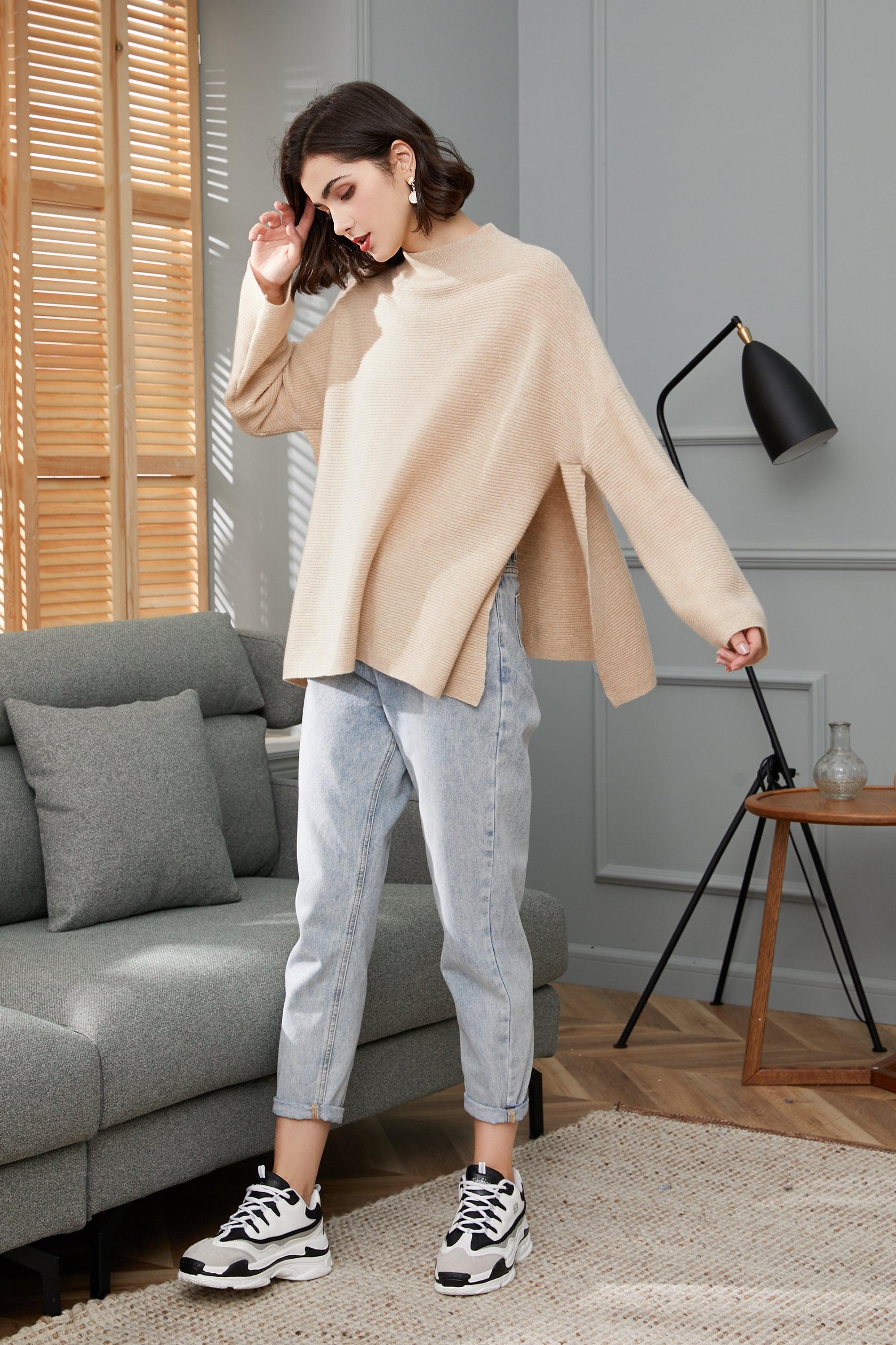 Fashional and comfortable 100 percent cashmere knitted oversize pullover for womens - Lamycashmere