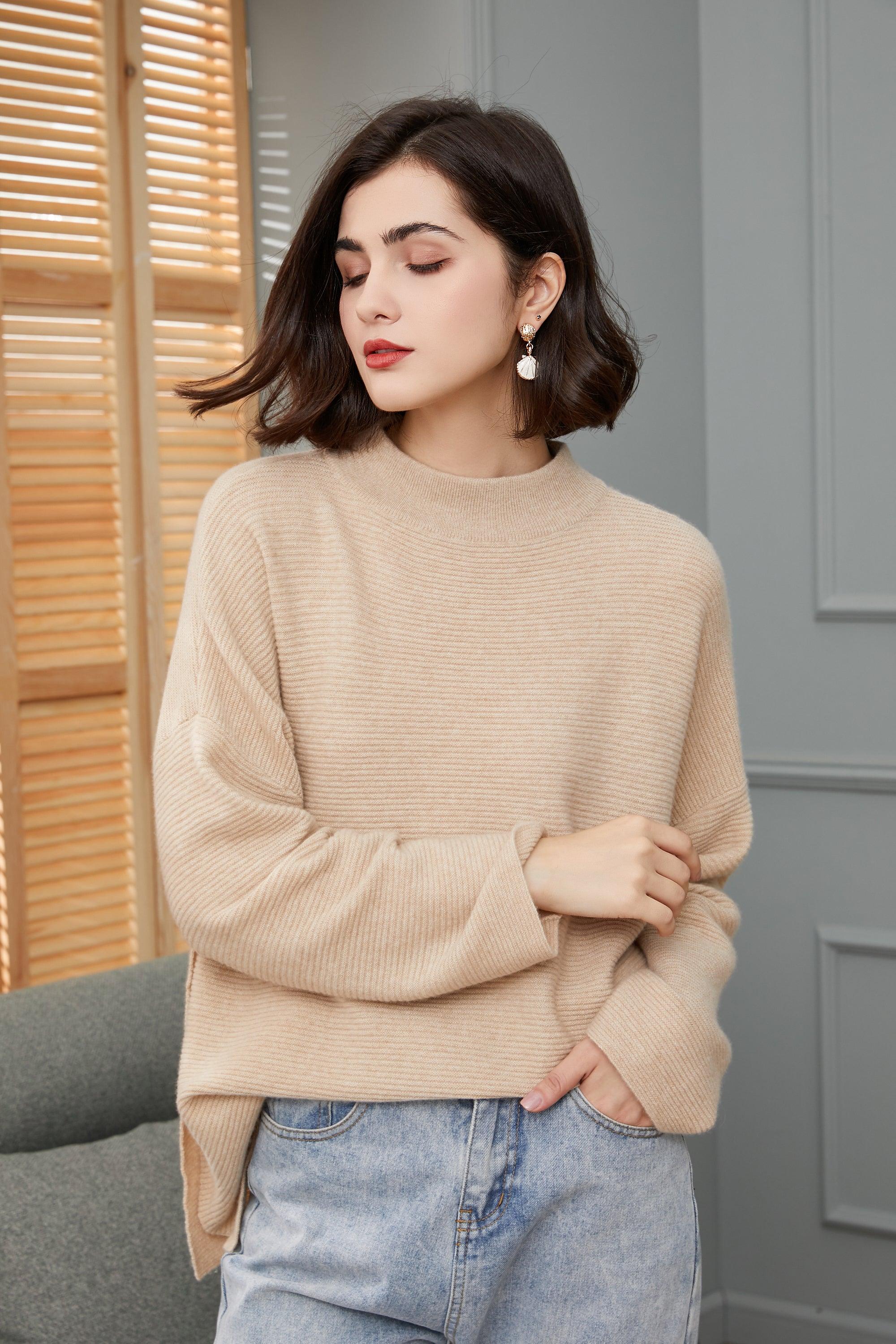 Fashional and comfortable 100 percent cashmere knitted oversize pullover for womens - Lamycashmere