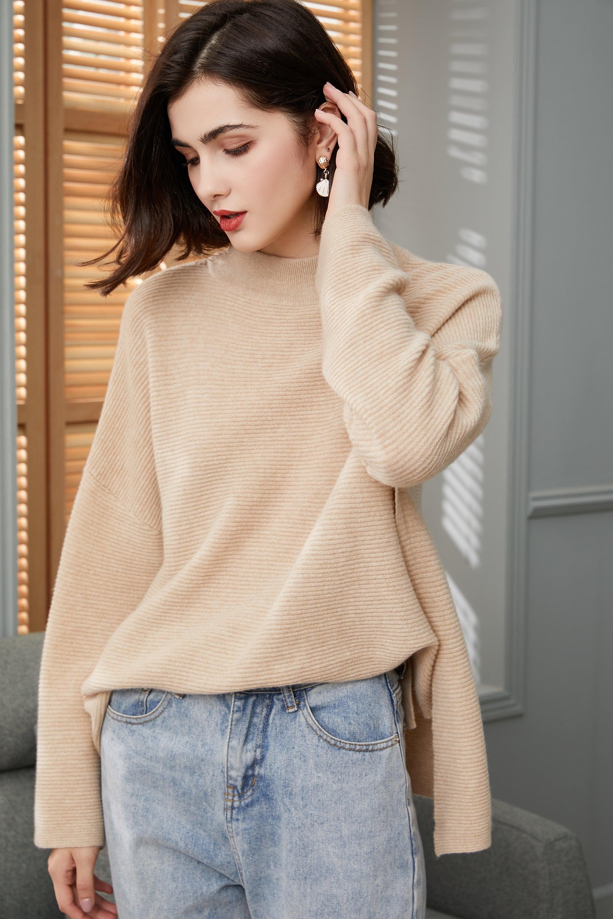 Fashional and comfortable 100 percent cashmere knitted oversize pullover for womens - Lamycashmere