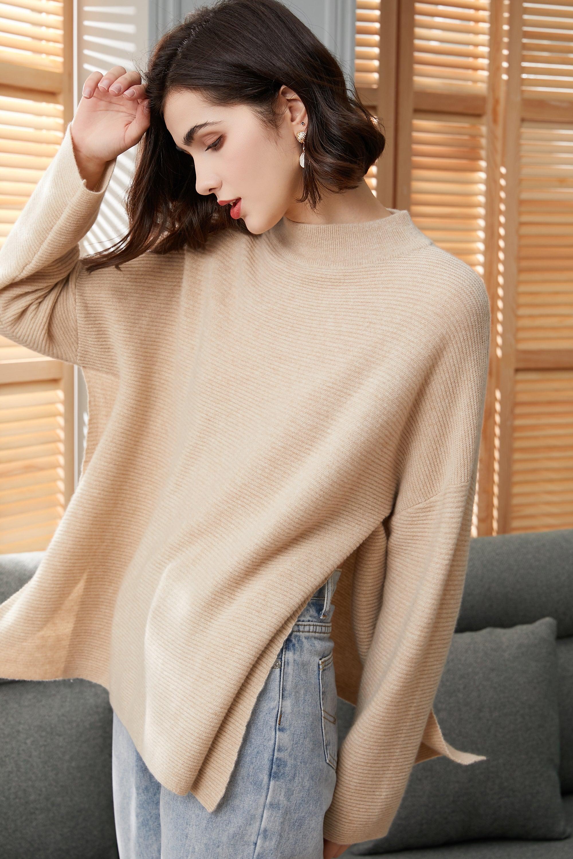 Fashional and comfortable 100 percent cashmere knitted oversize pullover for womens - Lamycashmere