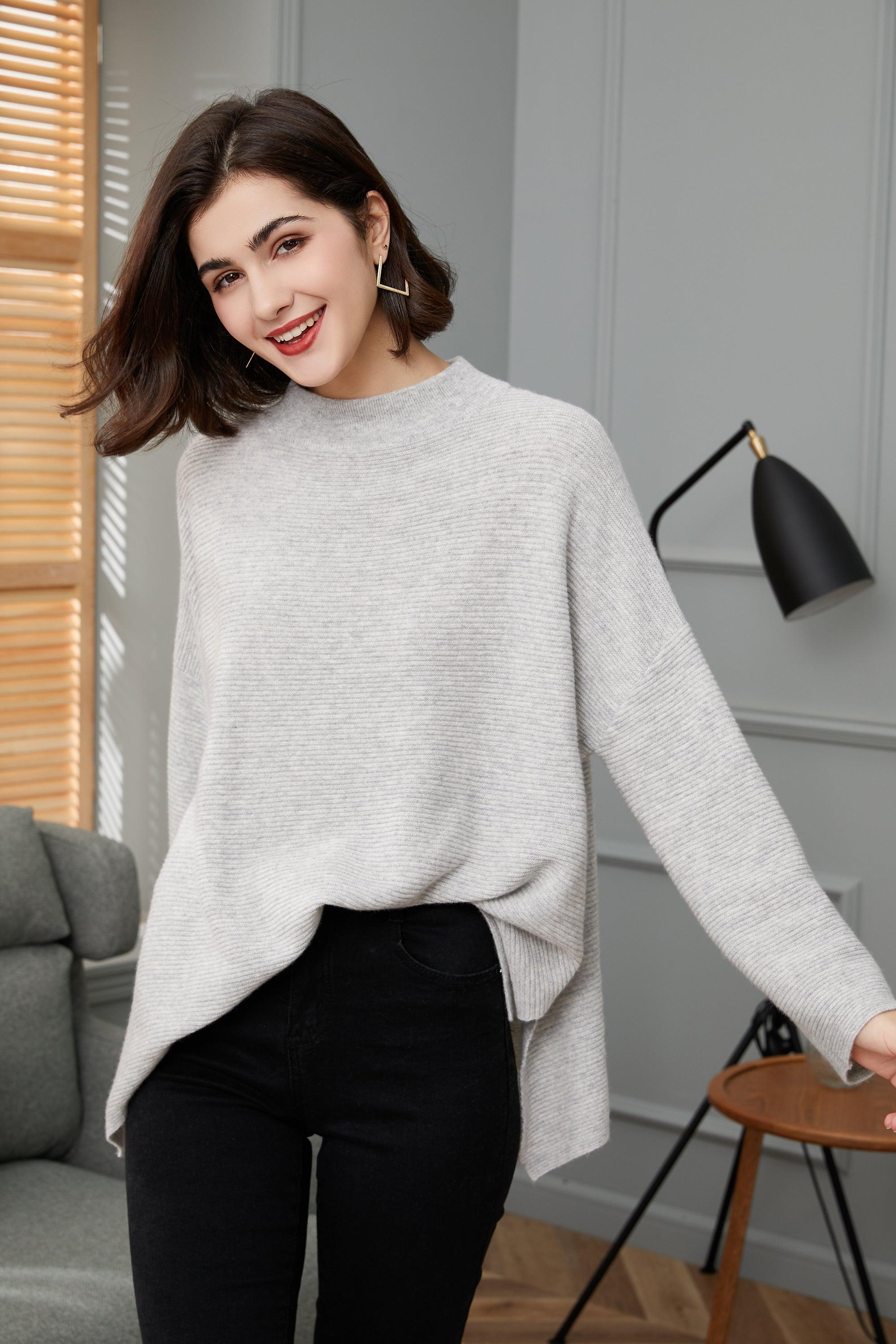 Fashional and comfortable 100 percent cashmere knitted oversize pullover for womens - Lamycashmere