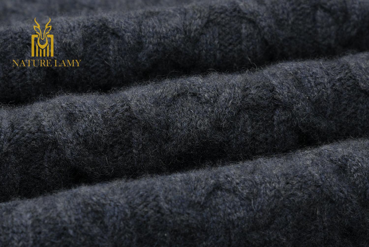 Fashional warmly charcoal color pure cashmere knitted long turtleneck dress for lady's - Lamycashmere