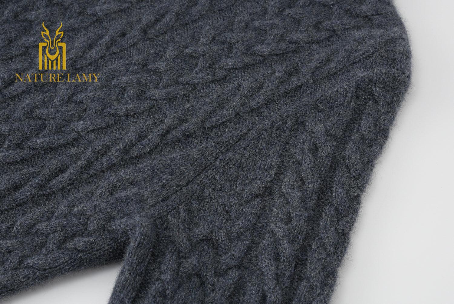 Fashional warmly charcoal color pure cashmere knitted long turtleneck dress for lady's - Lamycashmere