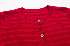 French style with shell button pure cashmere knitted round-neck cardigan - Lamycashmere