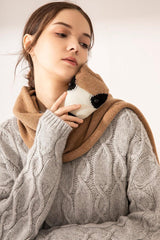 Hand made and perfect design of cashmere knitted scarf with bear dolls - Lamycashmere