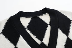 Heavy style of 100 percent cashmere knitted jacquard v neck cardigan for girls - Lamycashmere