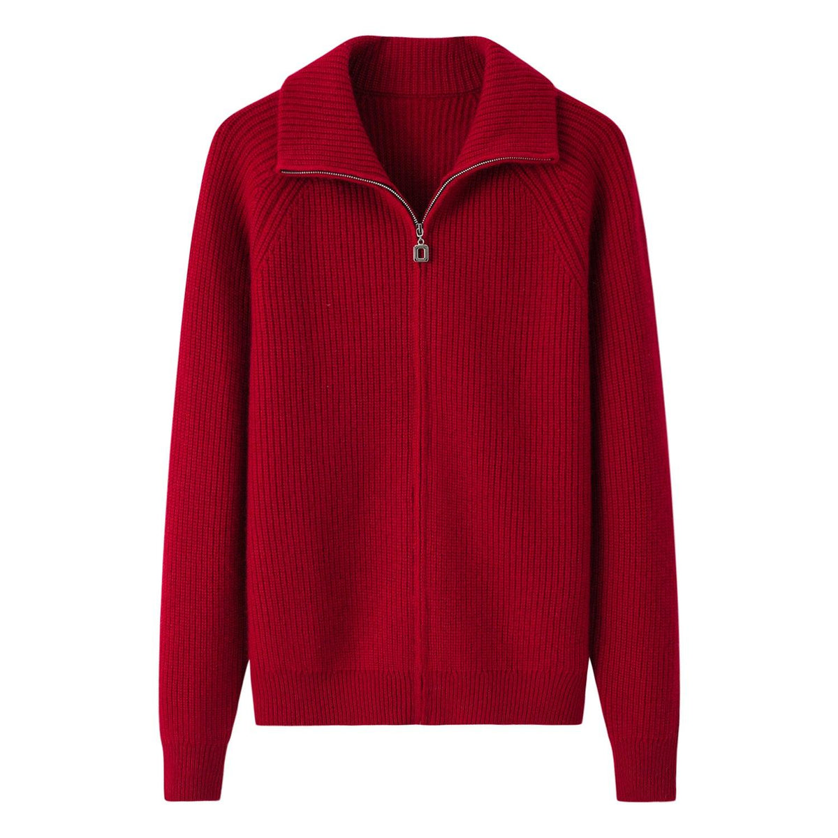 Heavy thickness ourwear zipper new style of pure cashmere knitted cardigan pullover sweater for women's - Lamycashmere