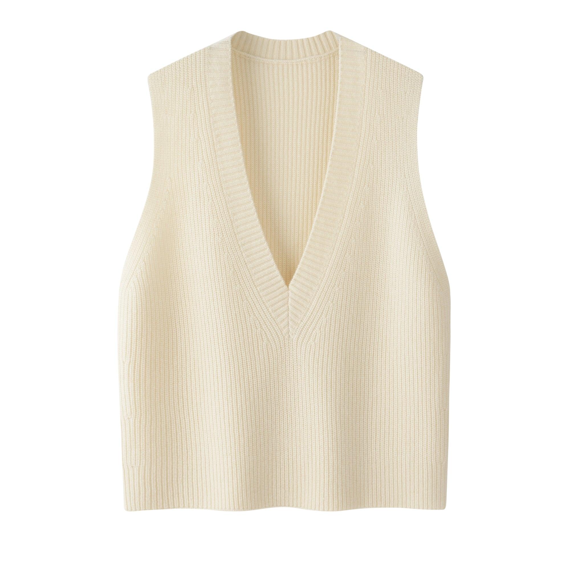 High quality factory price of Basic and school style pure cashmere knitted V neck tank - Lamycashmere