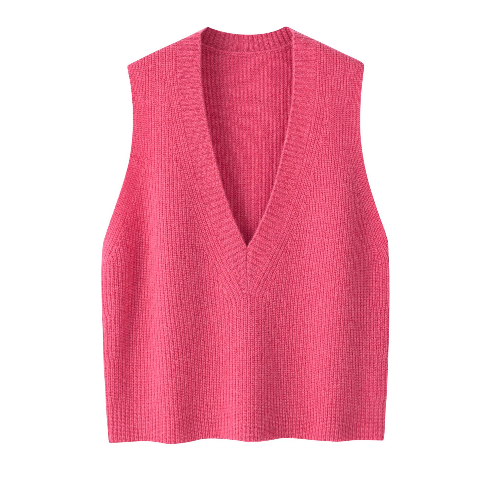 High quality factory price of Basic and school style pure cashmere knitted V neck tank - Lamycashmere