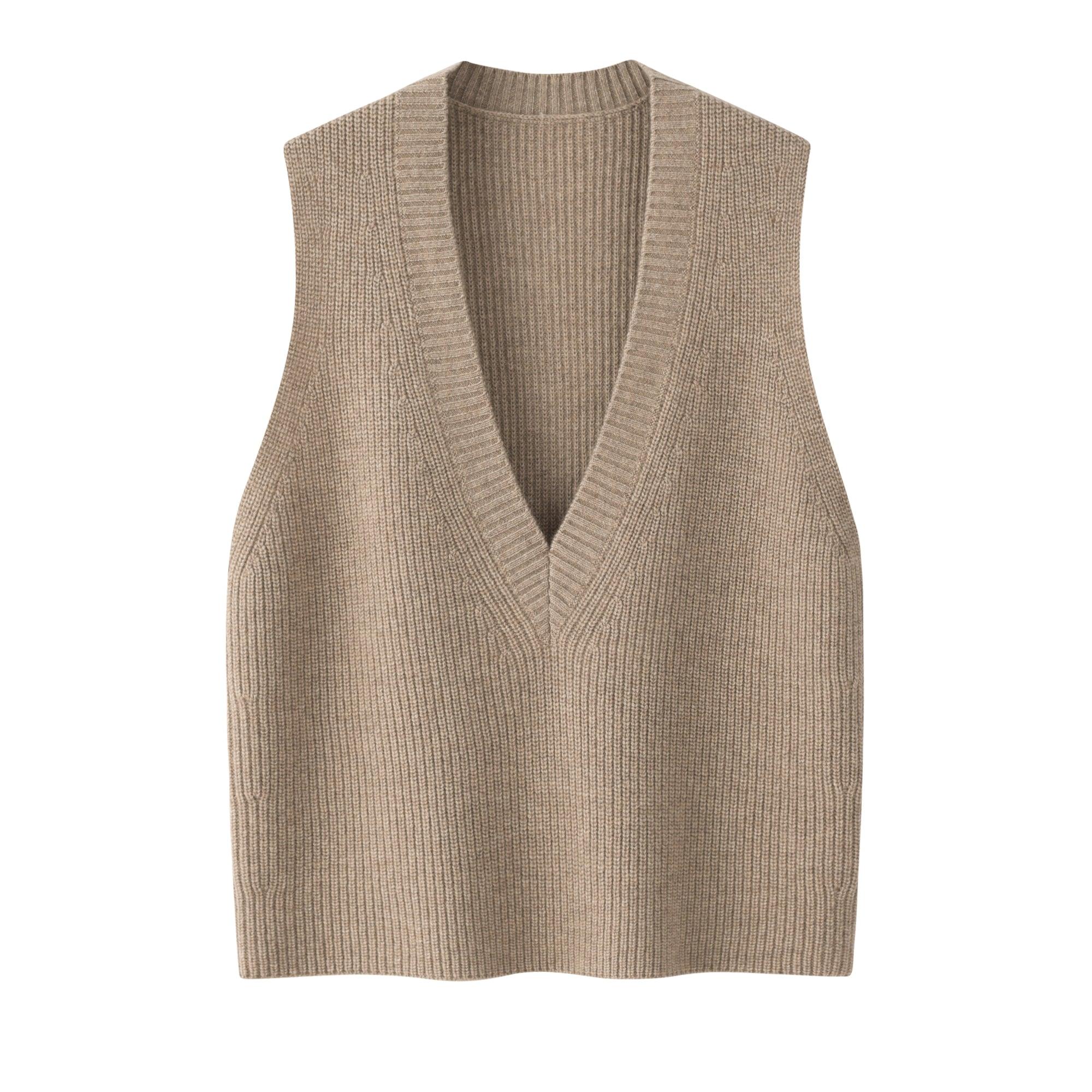 High quality factory price of Basic and school style pure cashmere knitted V neck tank - Lamycashmere