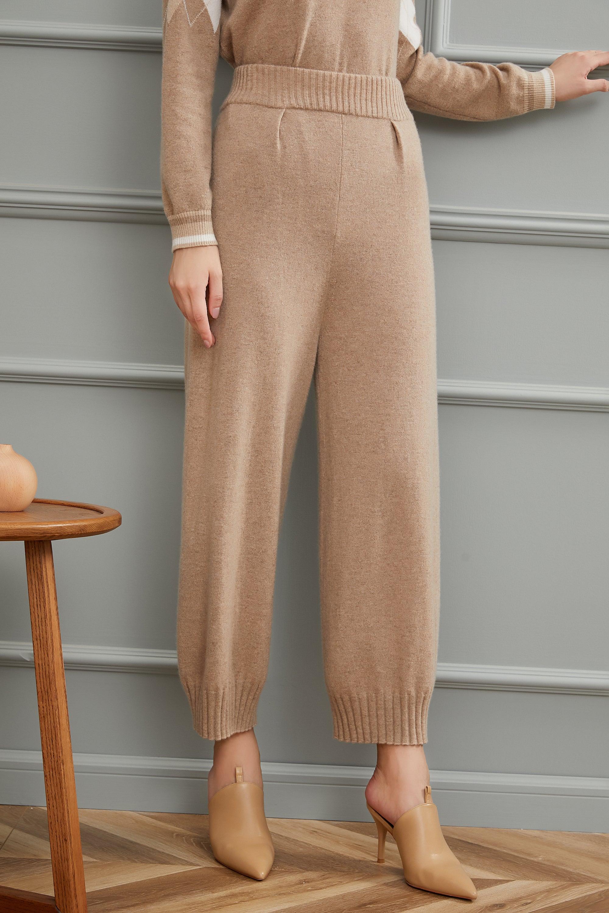 Home and outside wear comfortable night wear pure cashmere knitted pants for grils and lady's - Lamycashmere