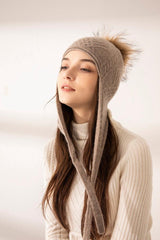 Hot popular cute cashmere cable knitted hat with nature fur - Lamycashmere