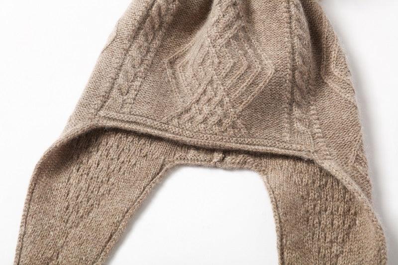 Hot popular cute cashmere cable knitted hat with nature fur - Lamycashmere