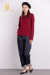 Inner Mongolia produced area pure cashmere round-neck christmas red cardigan for lady's - Lamycashmere