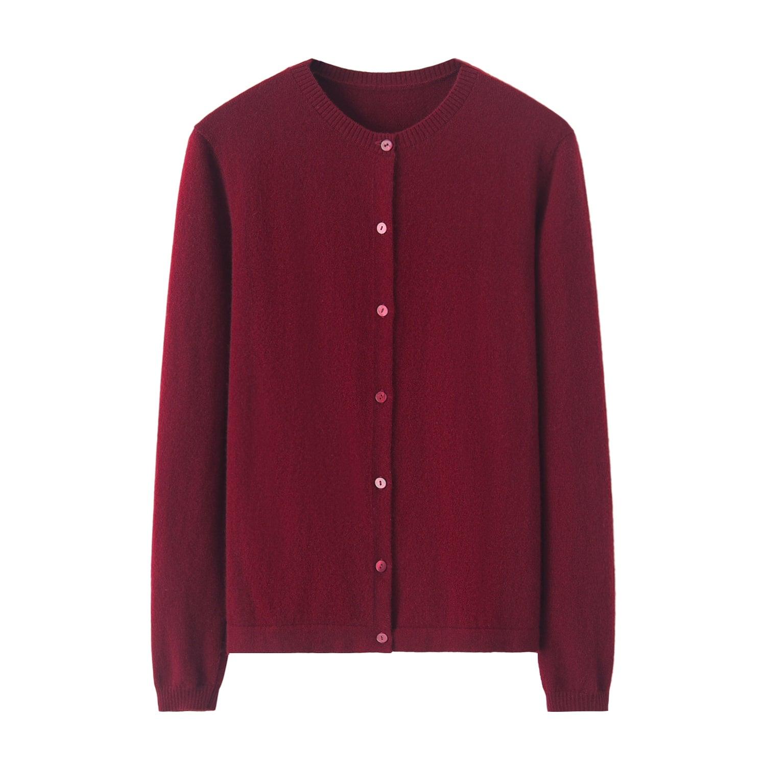 Inner Mongolia produced area pure cashmere round-neck christmas red cardigan for lady's - Lamycashmere