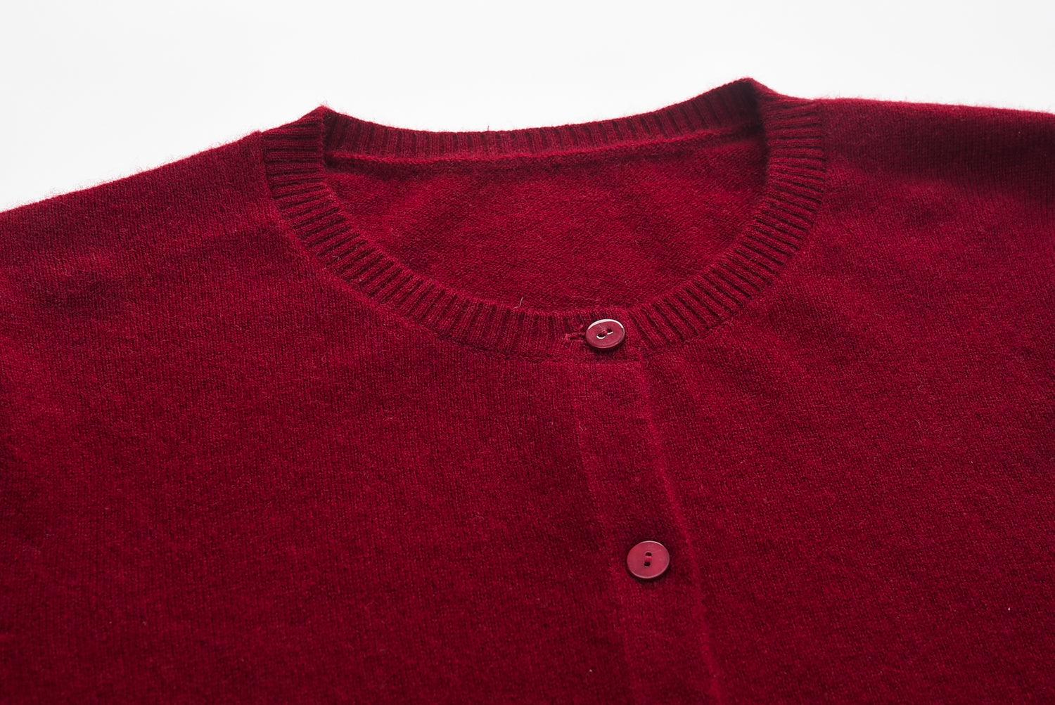 Inner Mongolia produced area pure cashmere round-neck christmas red cardigan for lady's - Lamycashmere