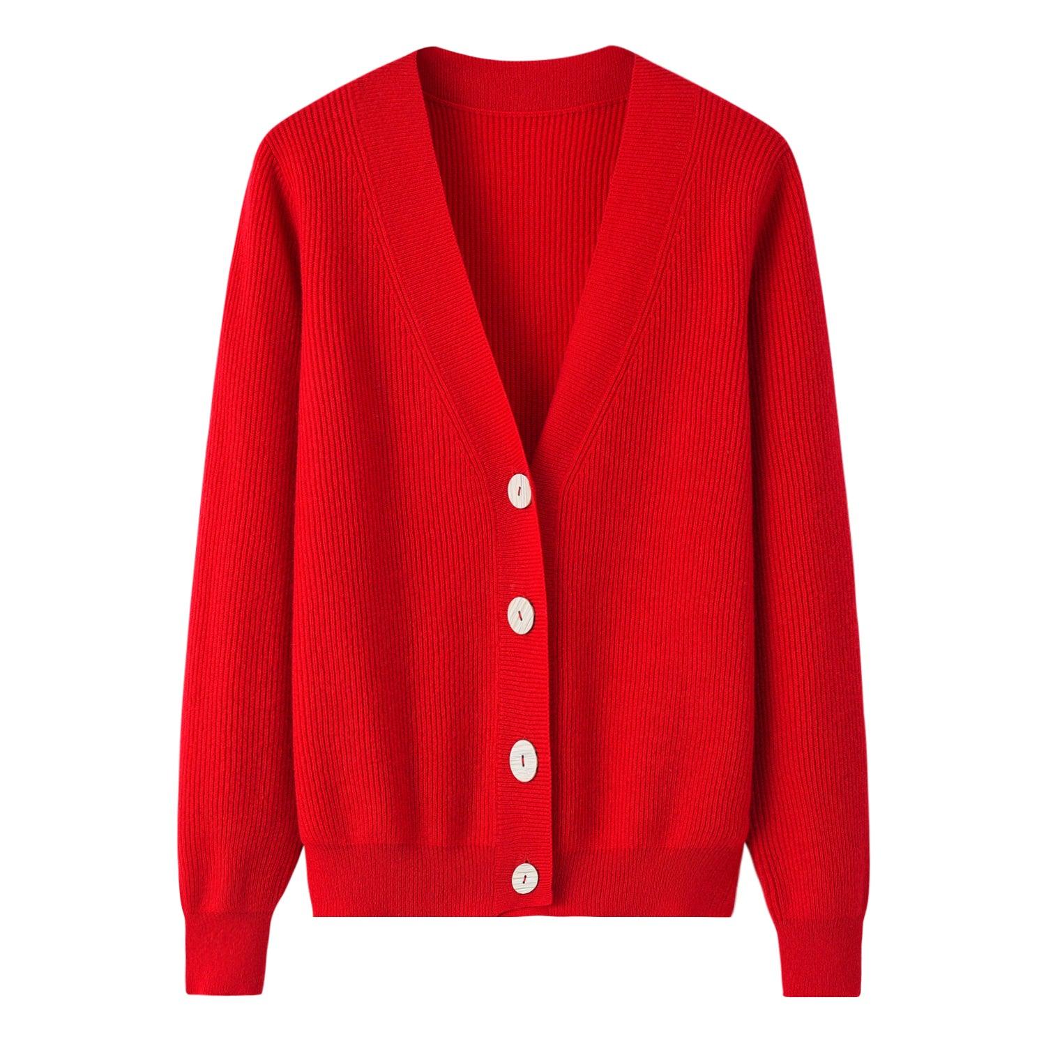 Inner Mongolia women's adaptive cardigan cashmere knitted sweater with four buttons - Lamycashmere