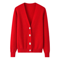 Inner Mongolia women's adaptive cardigan cashmere knitted sweater with four buttons - Lamycashmere