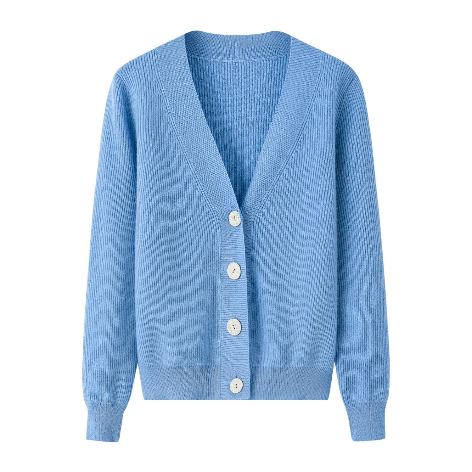 Inner Mongolia women's adaptive cardigan cashmere knitted sweater with four buttons - Lamycashmere