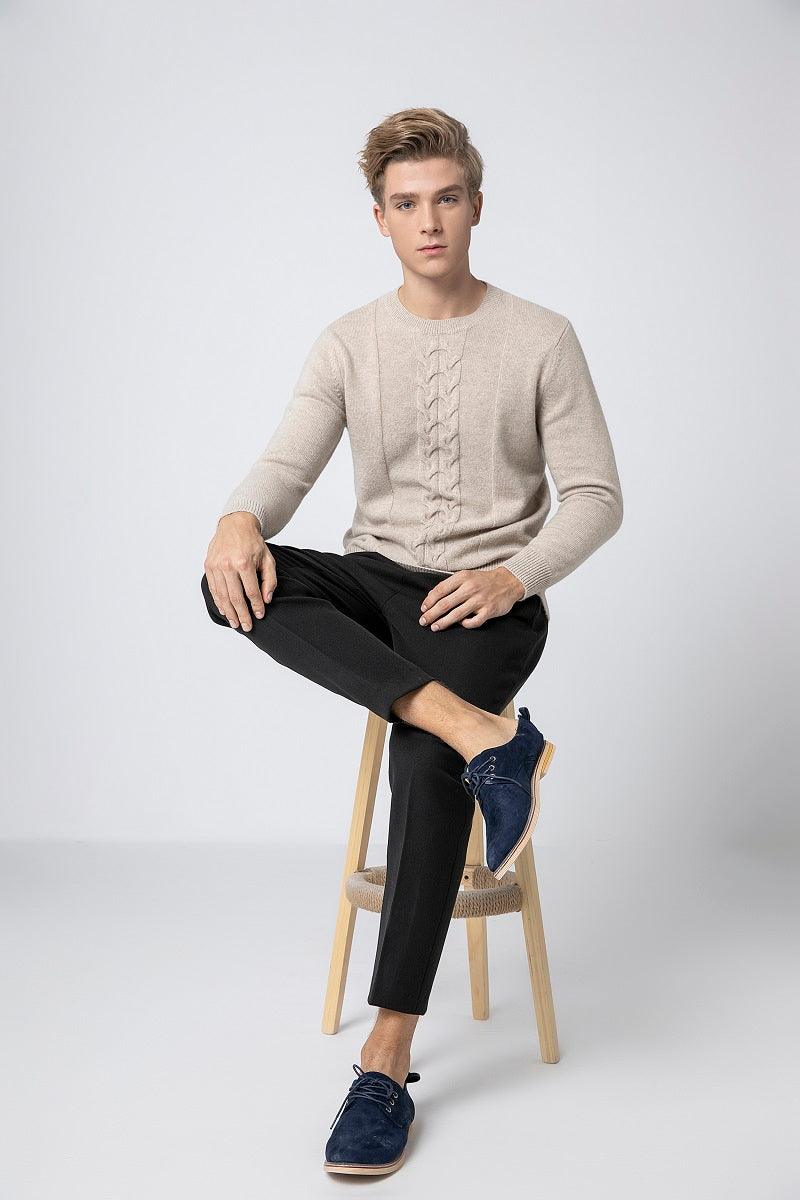 Men's 100 pure cashmere knitted pullover - Lamycashmere