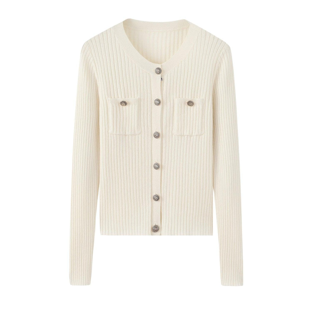 nature and eco fabric pure cashmere knitted round neck button cardigan for lady's - Lamycashmere