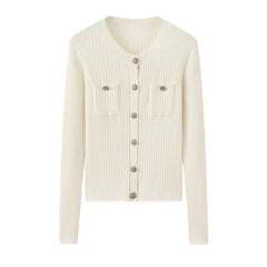 nature and eco fabric pure cashmere knitted round neck button cardigan for lady's - Lamycashmere