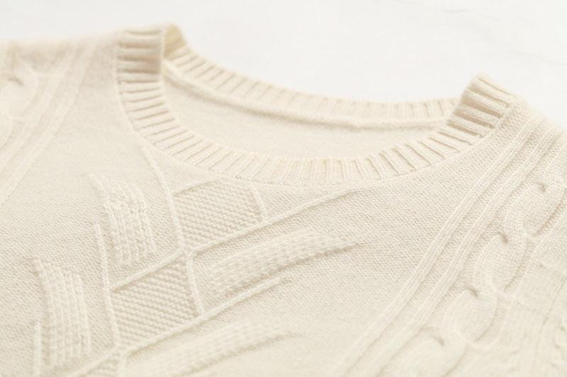 Nature white color pure cashmere knitted pants - Lamycashmere