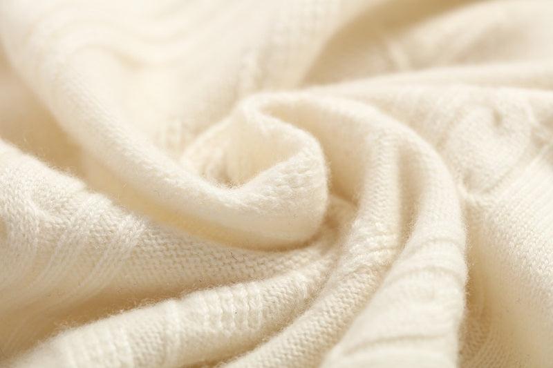 Nature white color pure cashmere knitted pants - Lamycashmere
