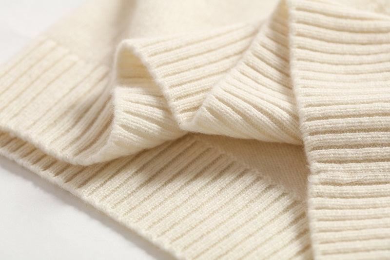 Nature white color pure cashmere knitted pants - Lamycashmere