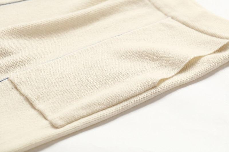Nature white color pure cashmere knitted pants - Lamycashmere