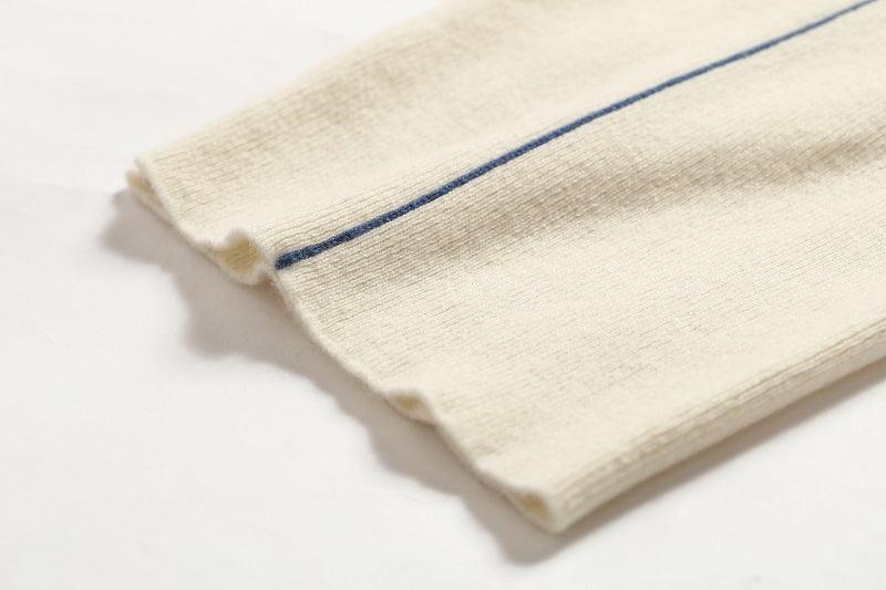 Nature white color pure cashmere knitted pants - Lamycashmere