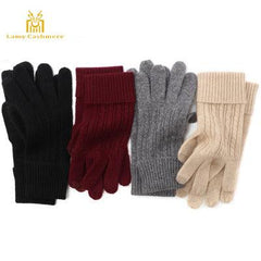 New Year gift Warmly winter outdoor 100 percent cashmere knitted gloves for lady's - Lamycashmere