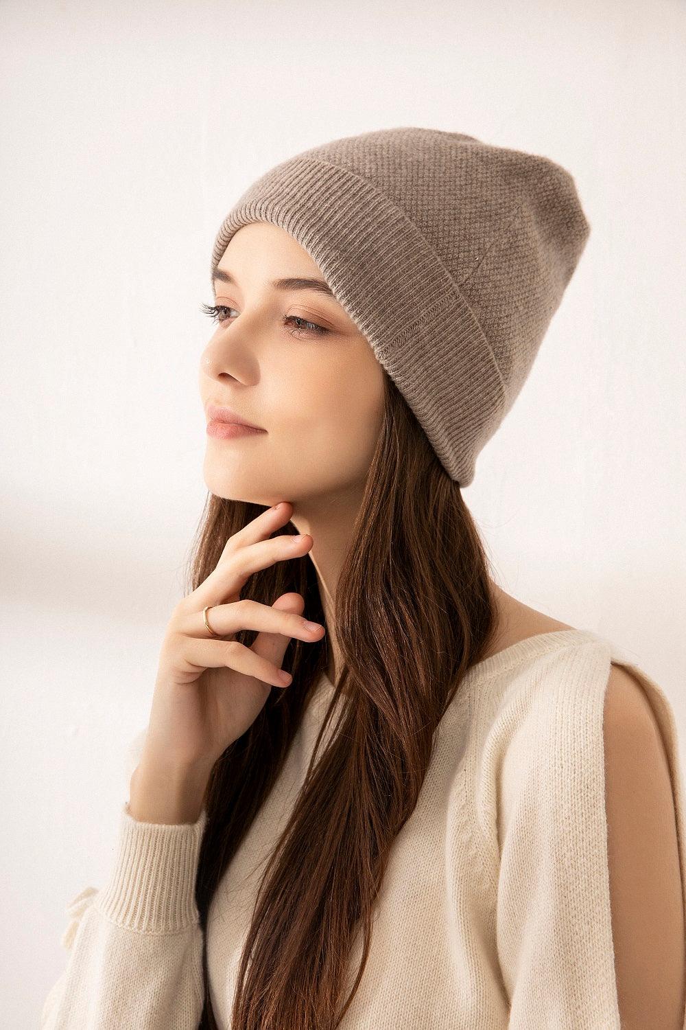 Newest design with Luxury quality cashmere fiber knitted rib hat - Lamycashmere