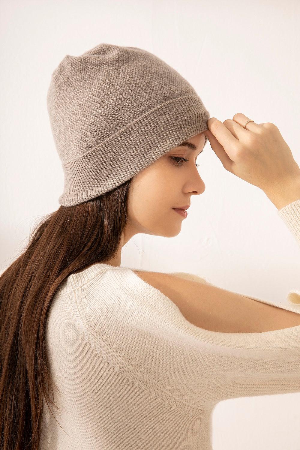 Newest design with Luxury quality cashmere fiber knitted rib hat - Lamycashmere