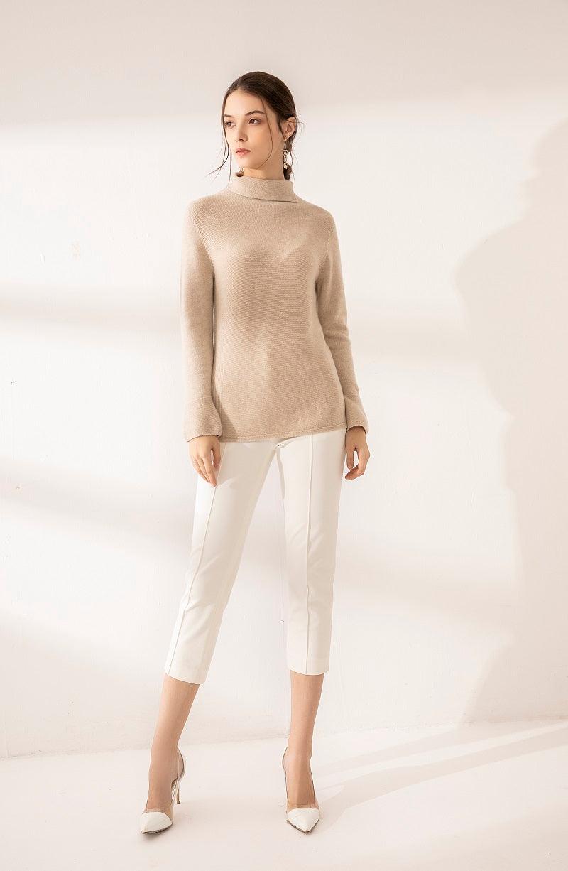 Newest style of turn-down collar with flare sleeve cashmere sweater - Lamycashmere