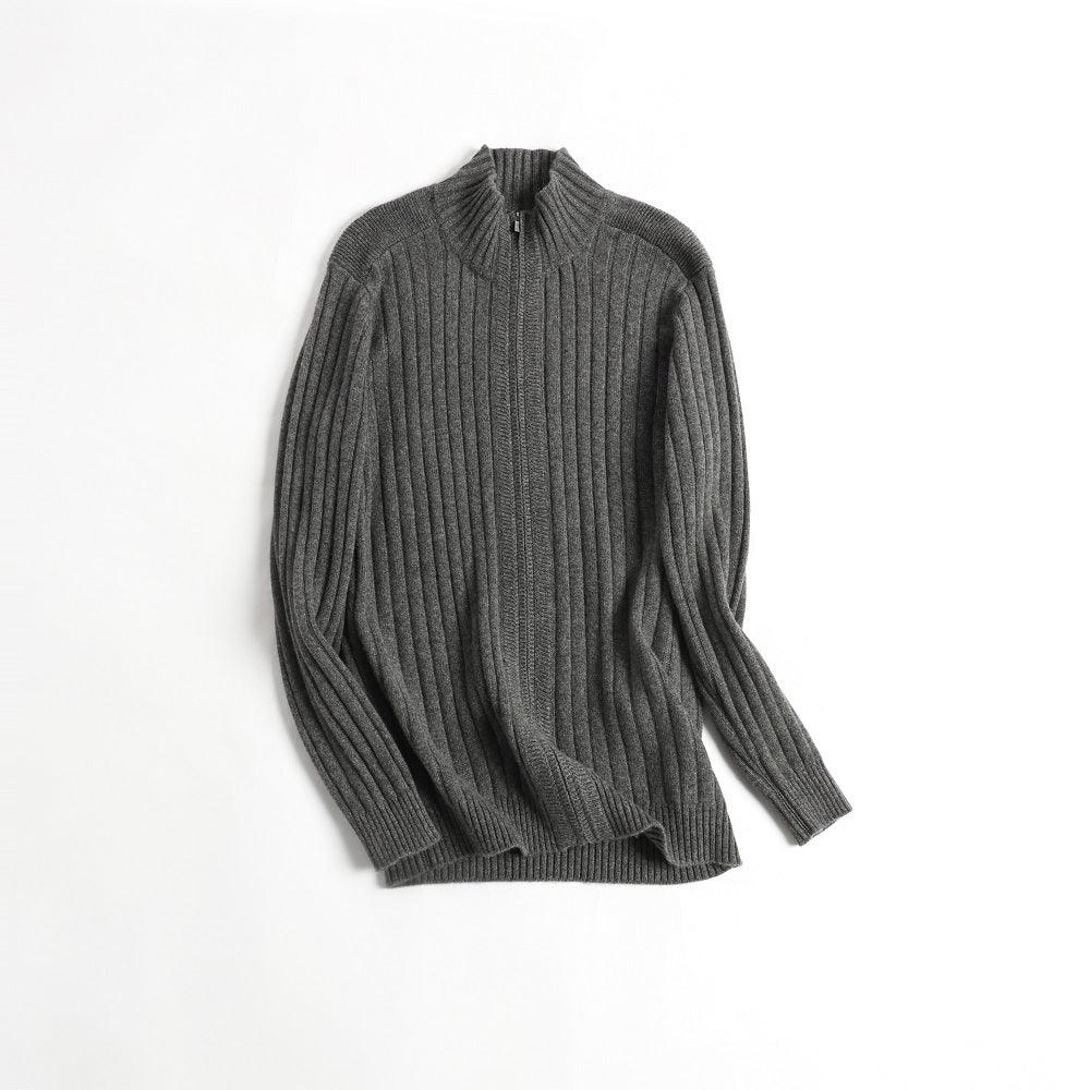 Out wear half turtleneck cashmere knitted zipper cardigan coat - Lamycashmere