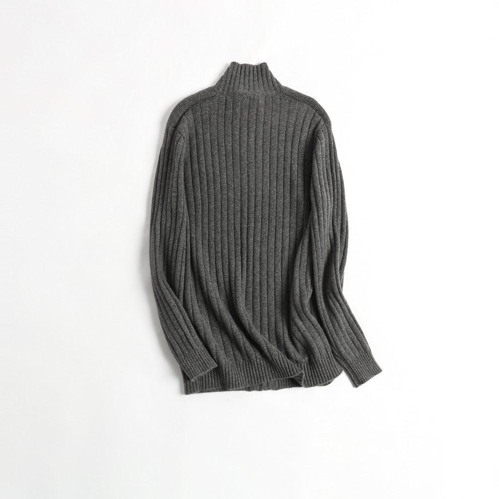 Out wear half turtleneck cashmere knitted zipper cardigan coat - Lamycashmere