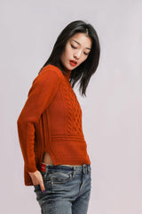 popular cashmere cable knitted sweater for women's - Lamycashmere