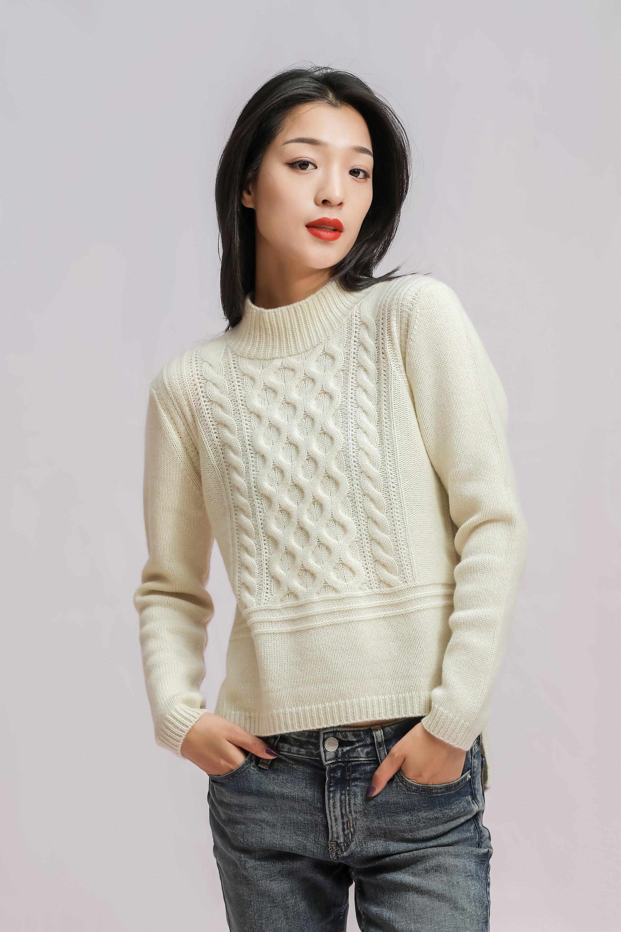 popular cashmere cable knitted sweater for women's - Lamycashmere