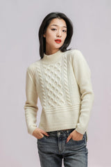 popular cashmere cable knitted sweater for women's - Lamycashmere