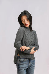 popular cashmere cable knitted sweater for women's - Lamycashmere